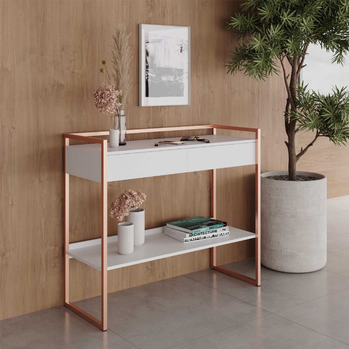 APARADOR ESTILO INDUSTRIAL COM 02 GAVETAS