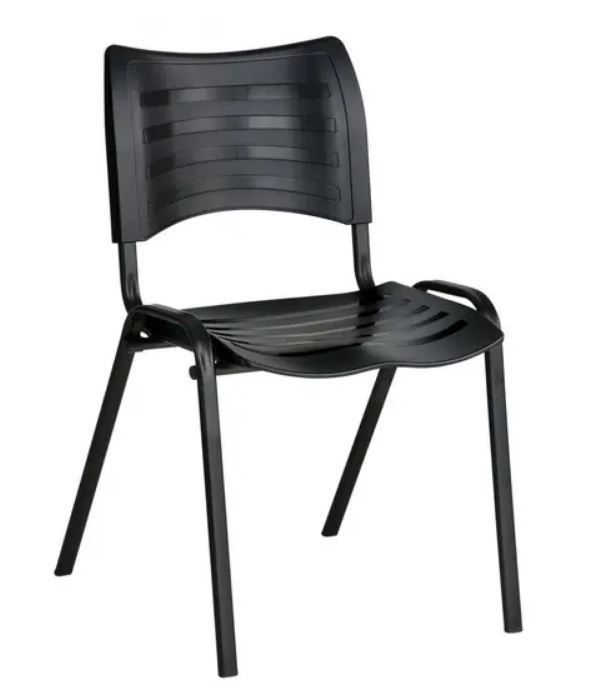 Cadeira Plástica Iso Empilhável Preta