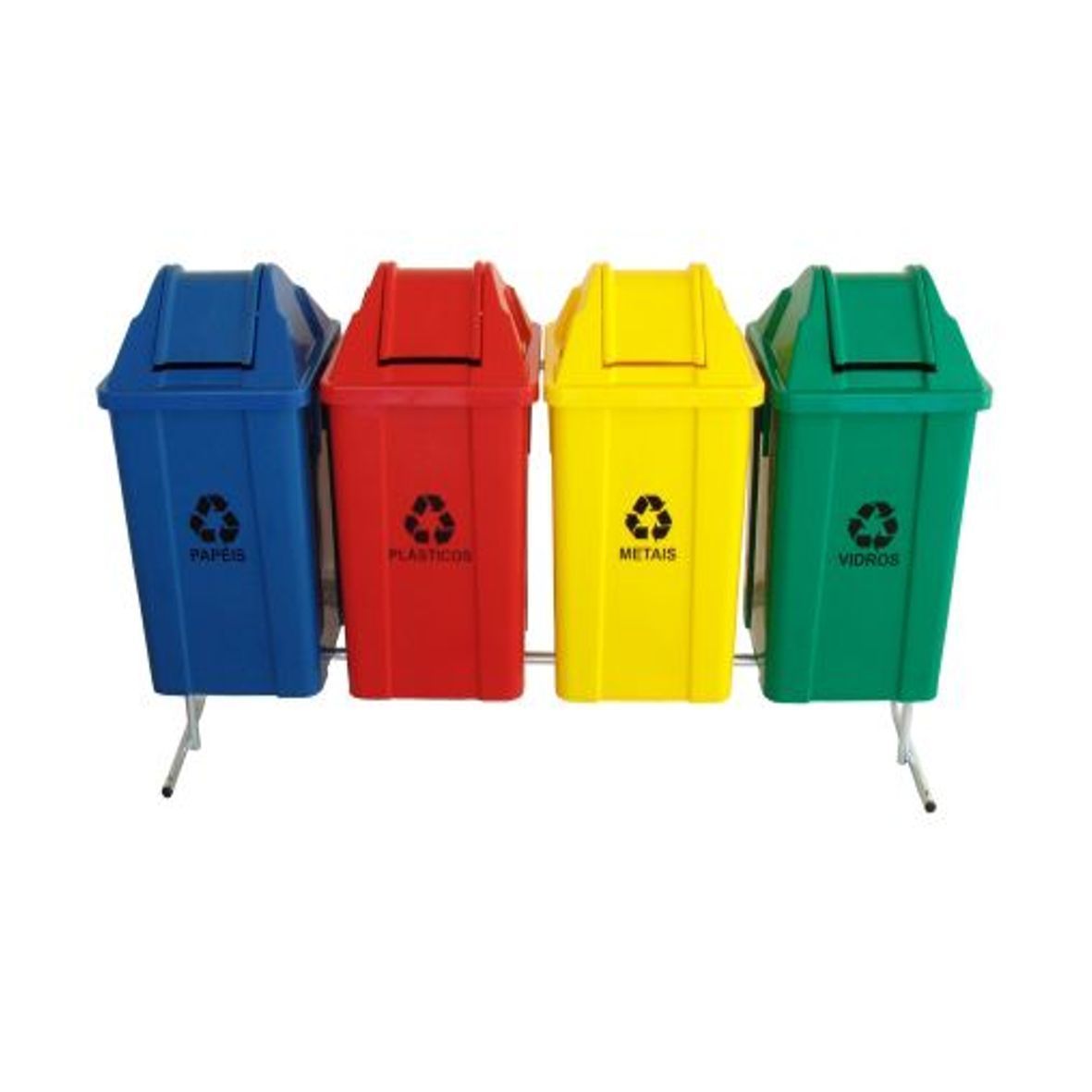 Conjunto Coleta Seletiva Tampa Vai-Vem.100L