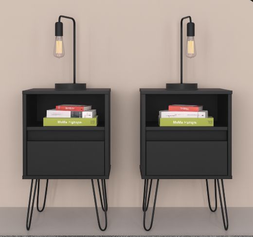 kit 02 gaveteiros para cabeceira (criado mudo na cor preta)