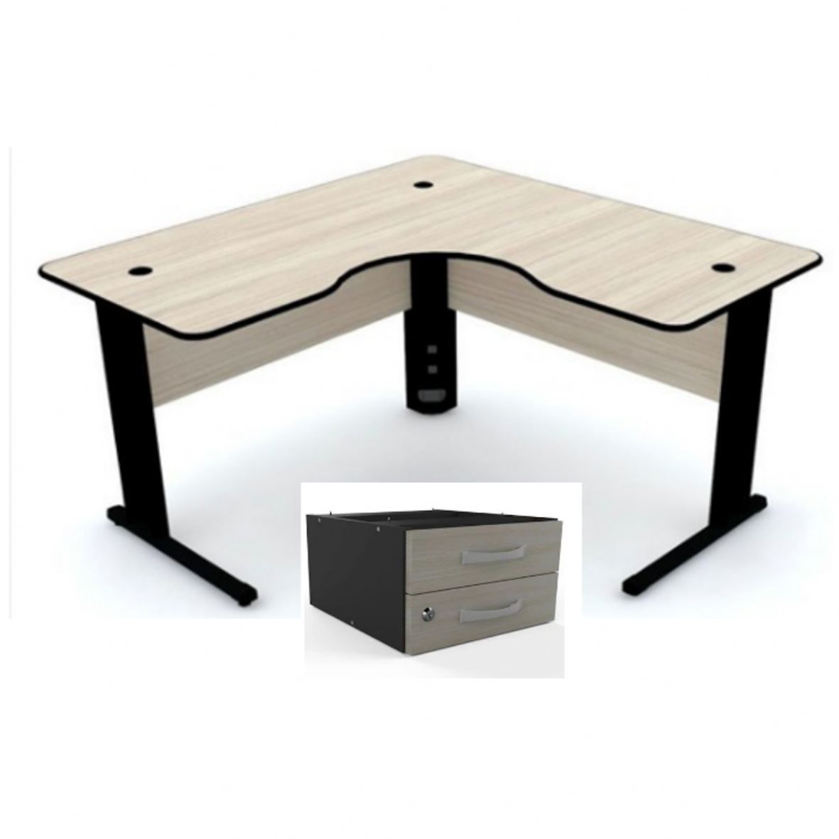 Mesa Delta  Eco com 02 gavetas 1,20x1,20