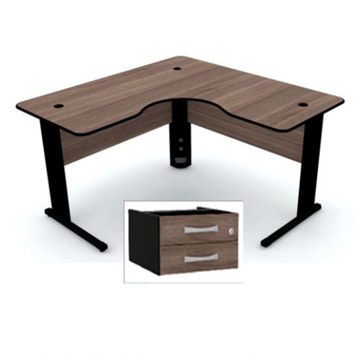 Mesa Delta Eco com 02 gavetas 1,30x1,30