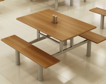 Mesa Refeitório 04 lugares com banco inteiriço