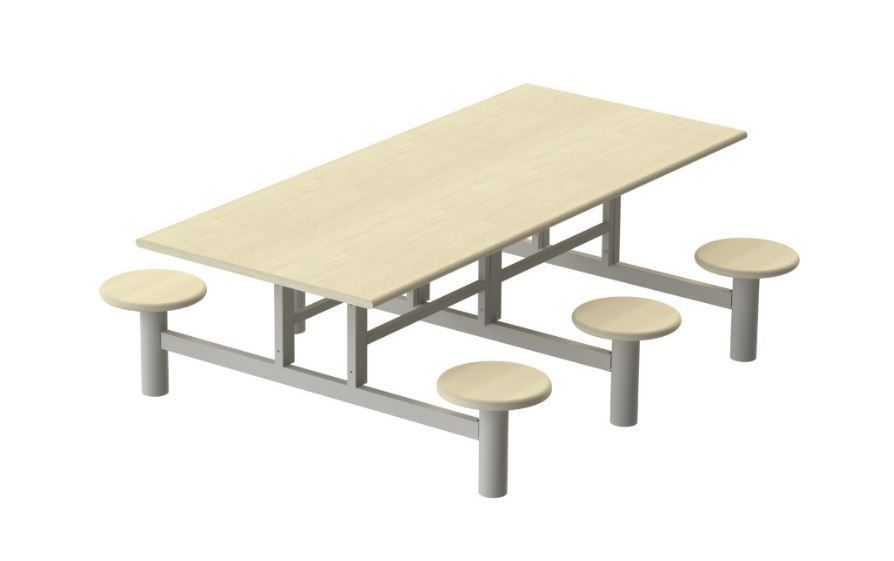 Mesa Refeitório 06 lugares c/ bancos acoplados