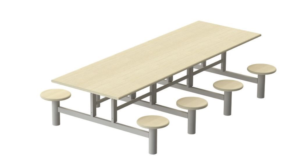 Mesa Refeitório 08 lugares c/ bancos acoplados