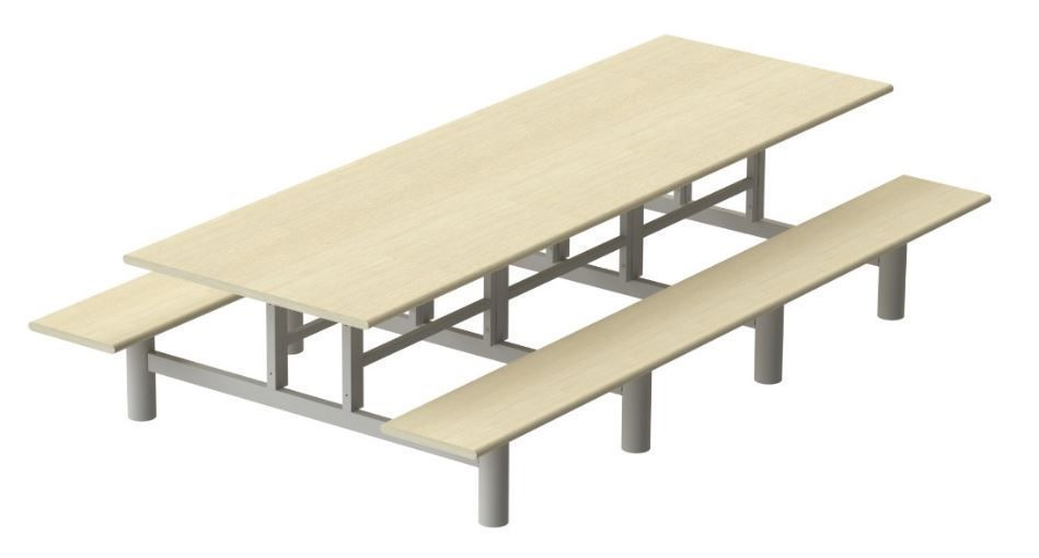 Mesa Refeitório 08 lugares c/ bancos inteiriço